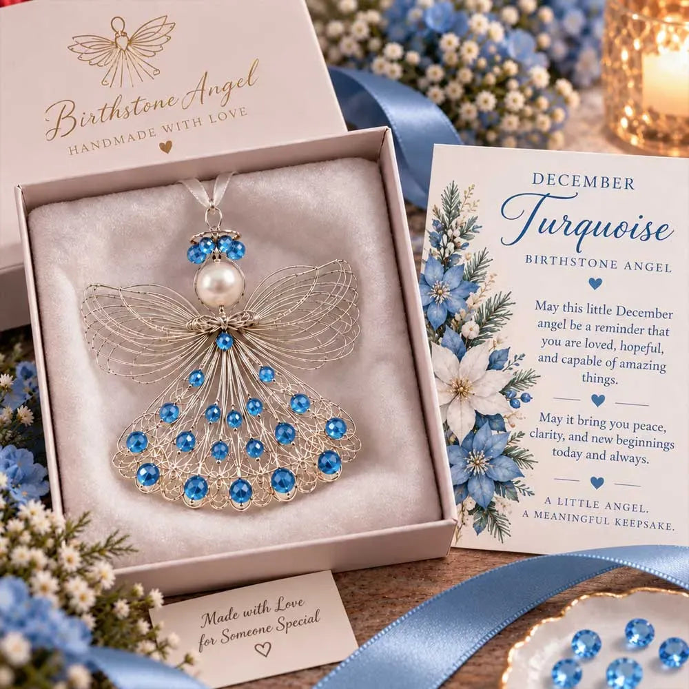 ⏳ Last Day 53% OFF – 👼Handmade Birthstone Angel Wire Ornament |12 Meaningful Birthstone Colors with Keepsake Card ✨