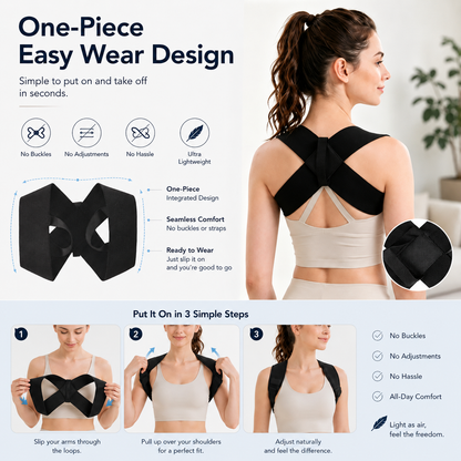 Posture Support Shoulder Straps - Elastic Back Support for Men & Women