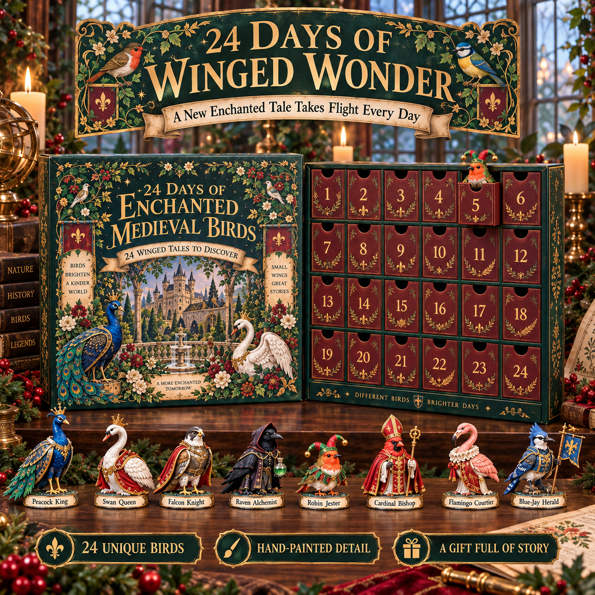 24 Days of Enchanted Medieval Birds Advent Calendar