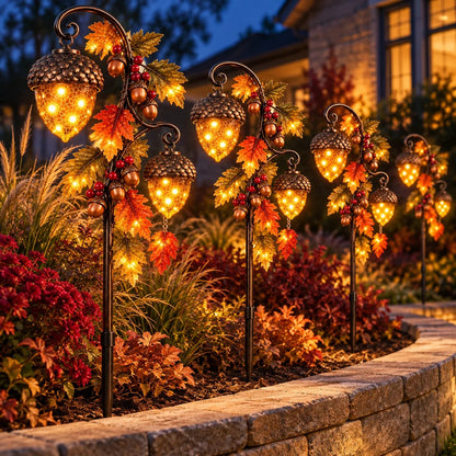 🍁 Autumn Acorn Glow™ – Solar Double Acorn Garden Stake Light🎁