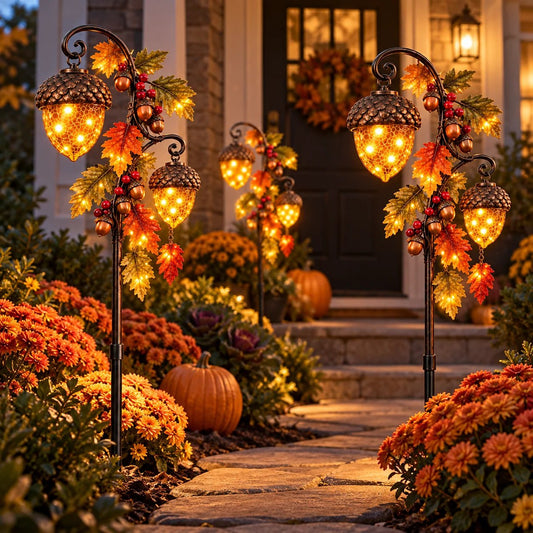 🍁 Autumn Acorn Glow™ – Solar Double Acorn Garden Stake Light🎁