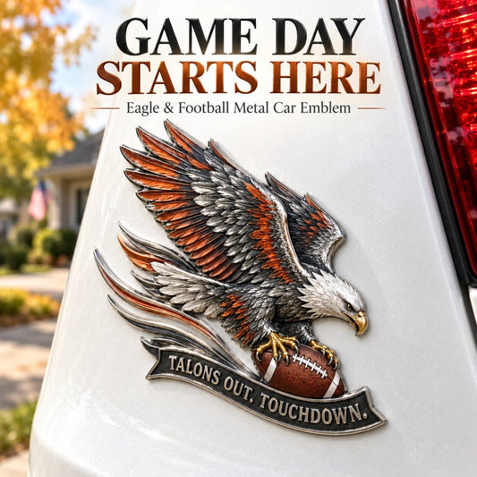 🦅 "Talons Out. Touchdown!" Premium Metal Eagle Car Emblem 5.9“*5.9” | The Ultimate Football Fan Decal