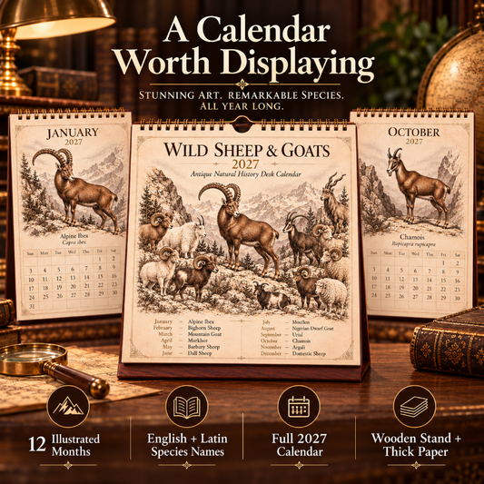🐑Wild Sheep & Goats 2027 — Antique Natural History Desk Calendar📅