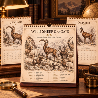 🐑Wild Sheep & Goats 2027 — Antique Natural History Desk Calendar📅