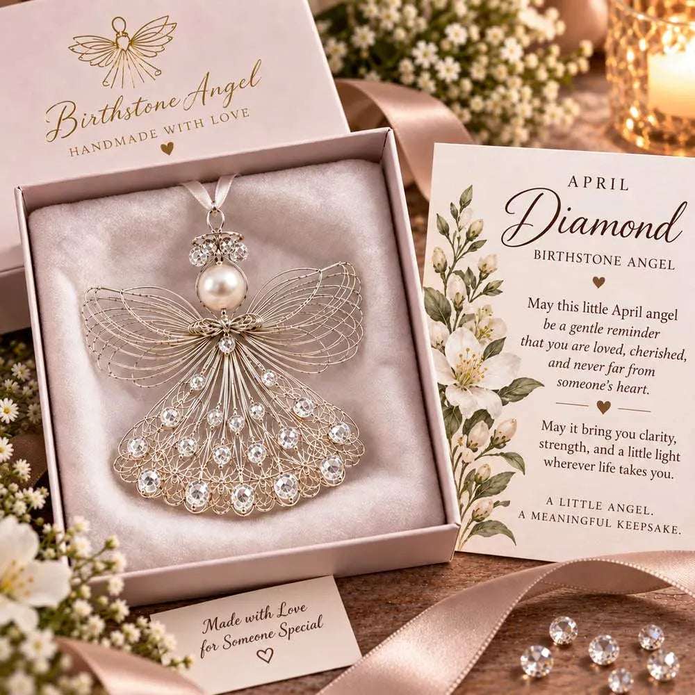 ⏳ Last Day 53% OFF – 👼Handmade Birthstone Angel Wire Ornament |12 Meaningful Birthstone Colors with Keepsake Card ✨