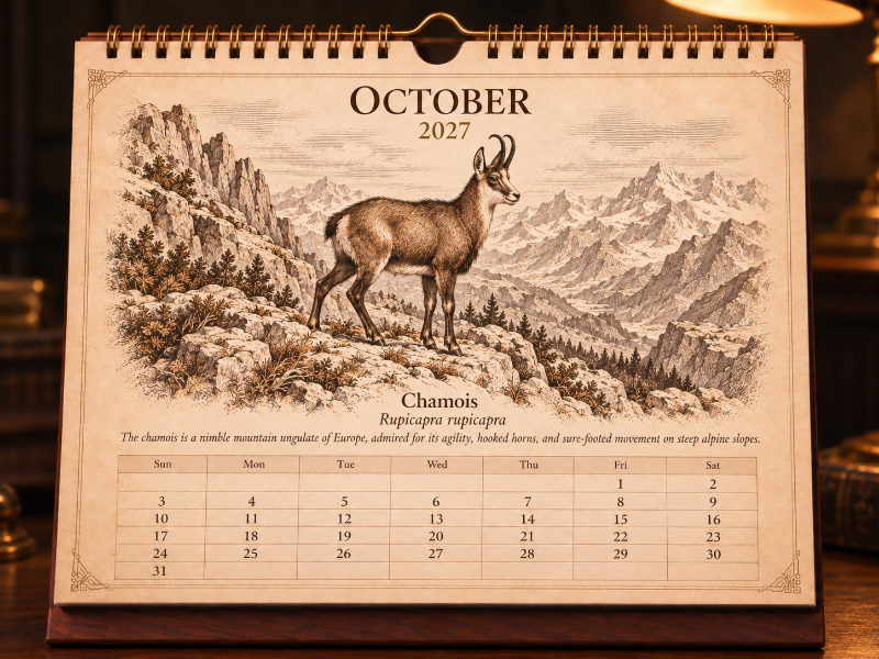 🐑Wild Sheep & Goats 2027 — Antique Natural History Desk Calendar📅