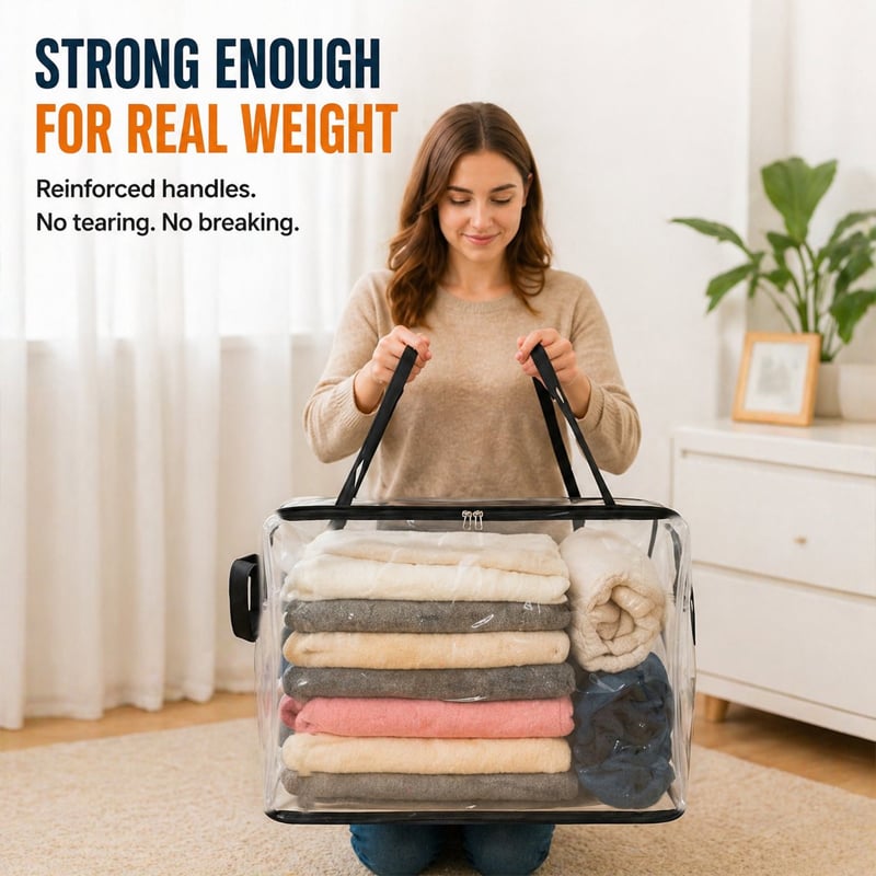 🎁 Sale 49% OFF📦Large Heavy-Duty Thick Plastic Clear Storage Bag for Clothes, Moving & Storage