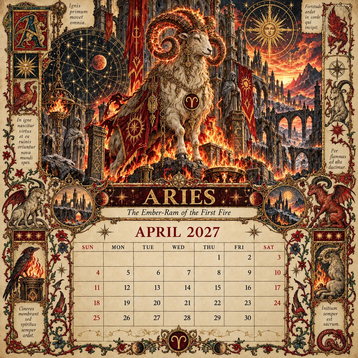 🔮 2027 Zodiac Grimoire Desk Calendar | 12 Medieval-Inspired Zodiac Artworks for Astrology & Gothic Art Lovers ✨