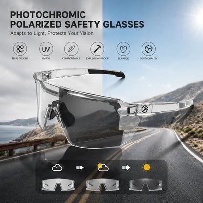 ☀️🕶️UV400 Photochromic Polarized Safety Glasses – 🥇Impact Resistant Outdoor Sports & Work Eyewear✨