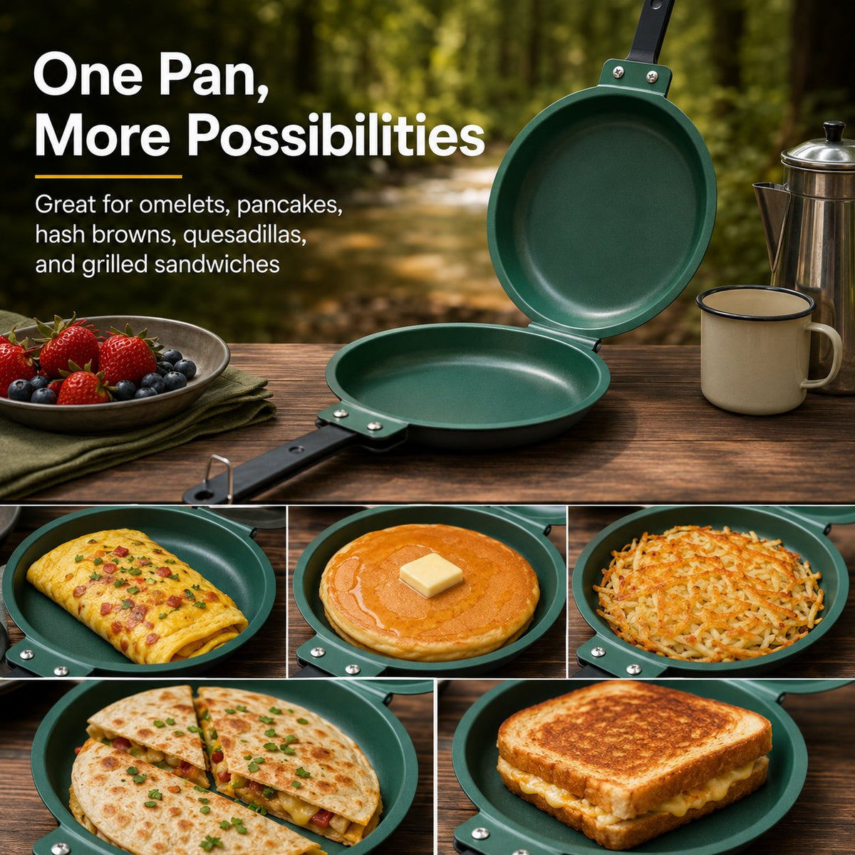 Double-Sided Camping Frying Pan