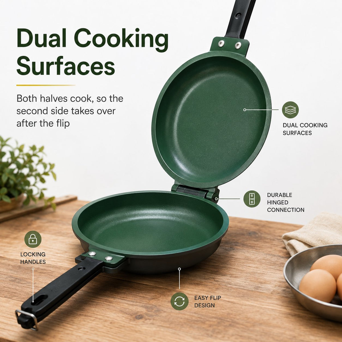 Double-Sided Camping Frying Pan