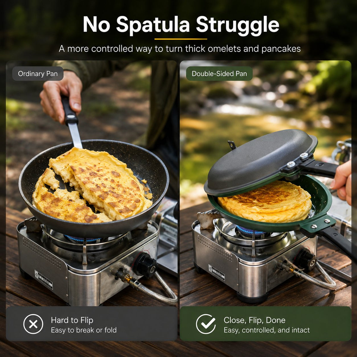 Double-Sided Camping Frying Pan