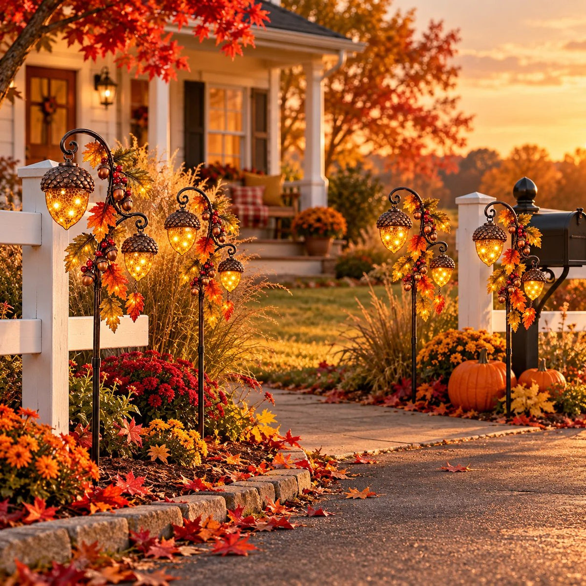 🍁 Autumn Acorn Glow™ – Solar Double Acorn Garden Stake Light🎁