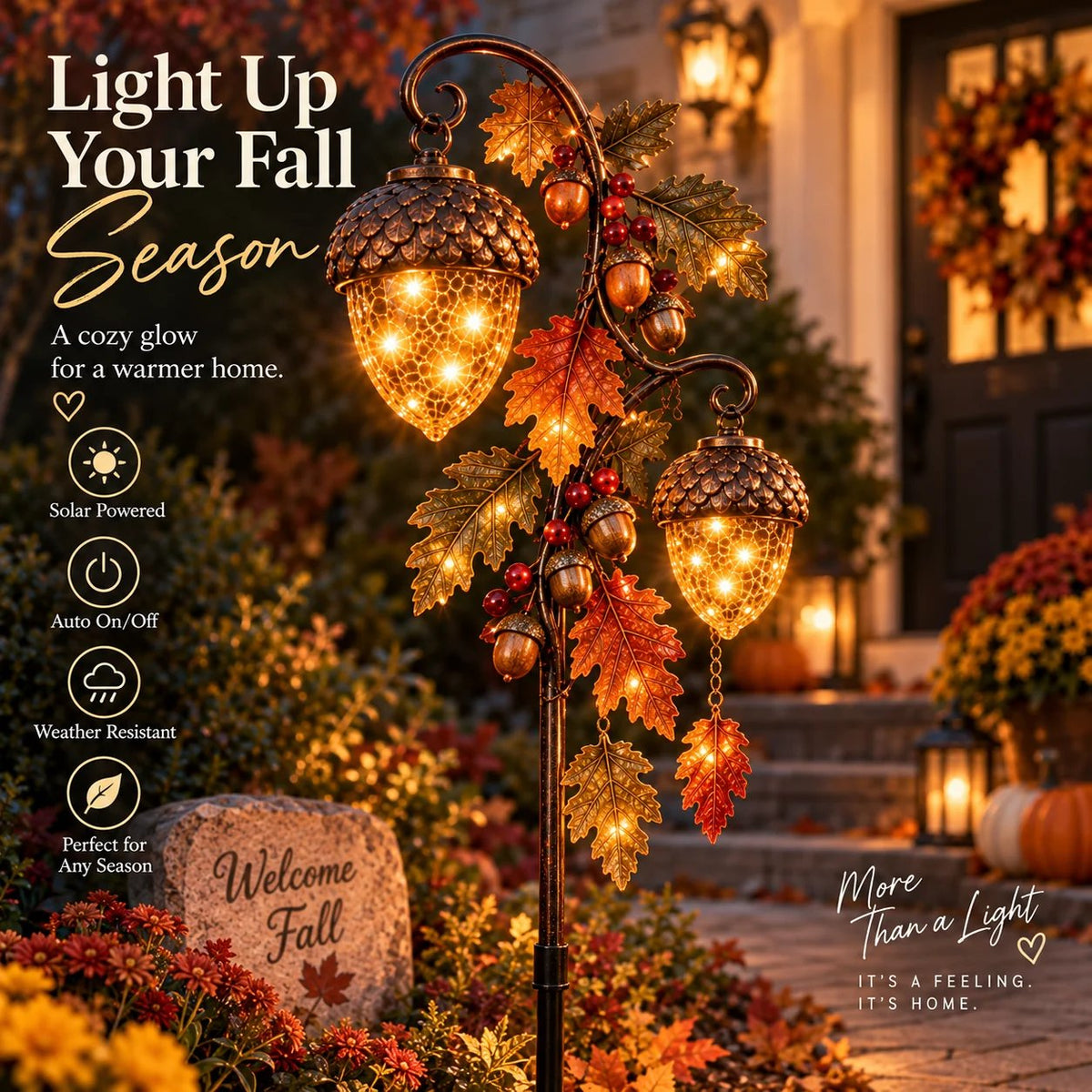 🍁 Autumn Acorn Glow™ – Solar Double Acorn Garden Stake Light🎁