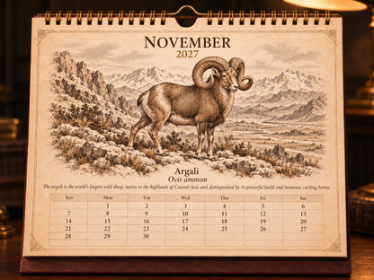 🐑Wild Sheep & Goats 2027 — Antique Natural History Desk Calendar📅