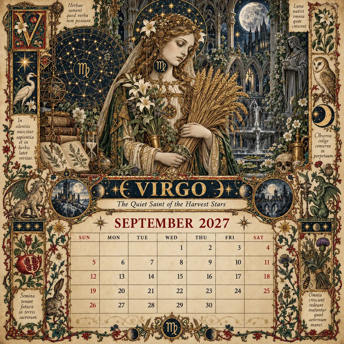🔮 2027 Zodiac Grimoire Desk Calendar | 12 Medieval-Inspired Zodiac Artworks for Astrology & Gothic Art Lovers ✨