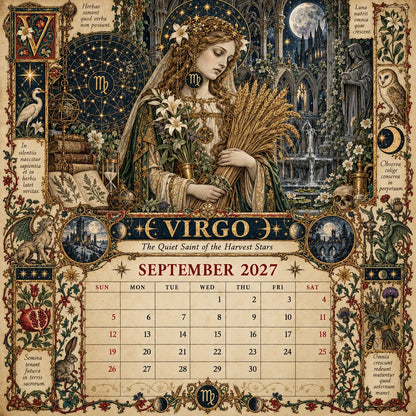🔮 2027 Zodiac Grimoire Desk Calendar | 12 Medieval-Inspired Zodiac Artworks for Astrology & Gothic Art Lovers ✨