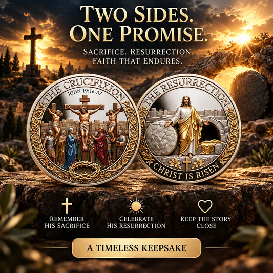 Crucifixion & Resurrection Commemorative Coin, Christian Faith Keepsake Celebrating Sacrifice, Hope & the Risen Christ