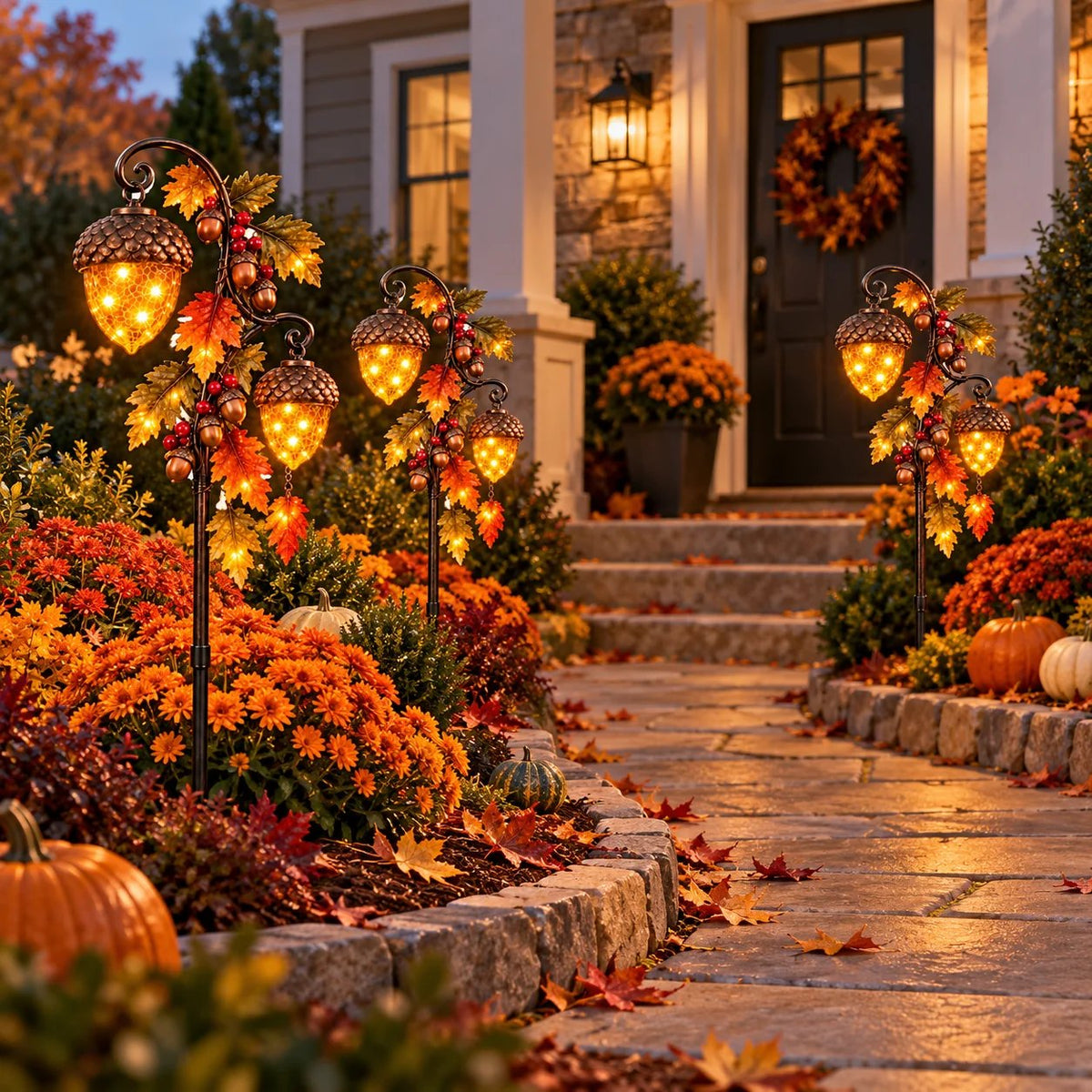🍁 Autumn Acorn Glow™ – Solar Double Acorn Garden Stake Light🎁