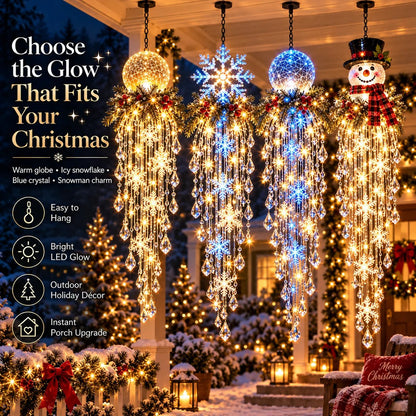 Crystal Cascade Christmas Light™ – Hanging Snowflake & Crystal LED Porch Décor ✨❄️
