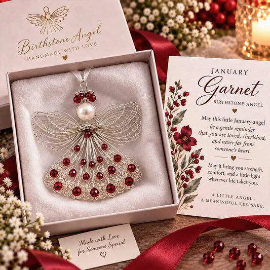 ⏳ Last Day 53% OFF – 👼Handmade Birthstone Angel Wire Ornament |12 Meaningful Birthstone Colors with Keepsake Card ✨