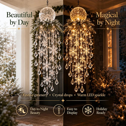 Crystal Cascade Christmas Light™ – Hanging Snowflake & Crystal LED Porch Décor ✨❄️