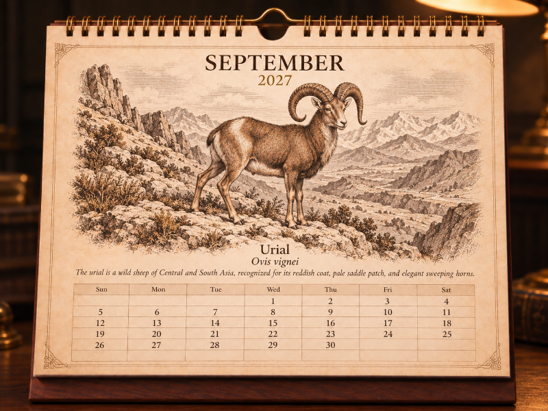 🐑Wild Sheep & Goats 2027 — Antique Natural History Desk Calendar📅