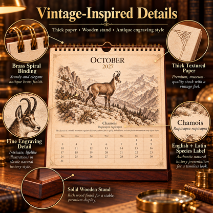 🐑Wild Sheep & Goats 2027 — Antique Natural History Desk Calendar📅