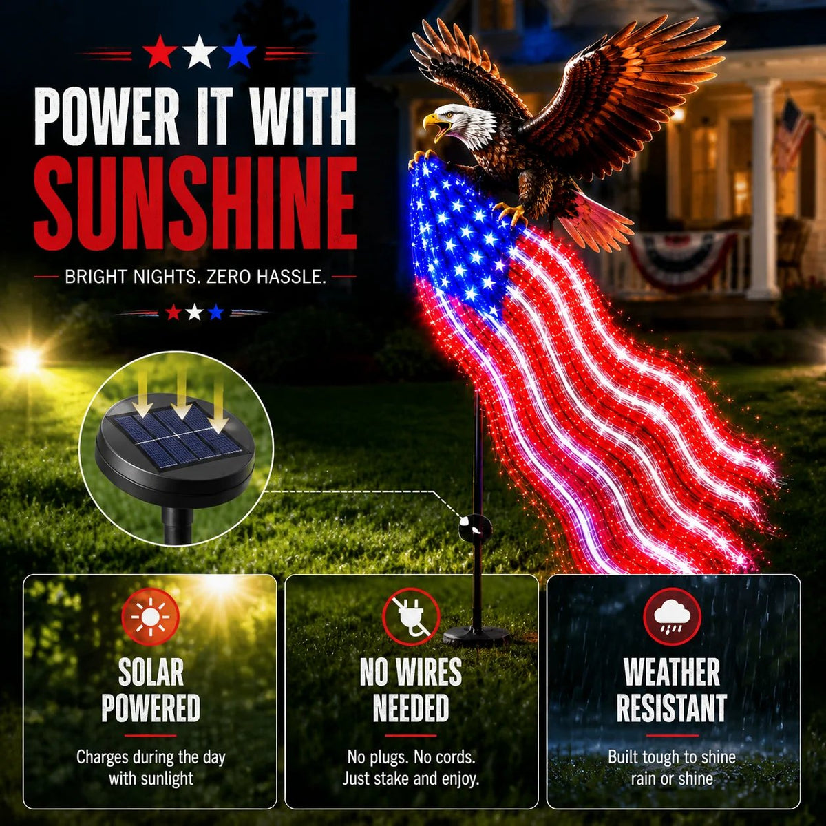 🦅 250th Anniversary Special – Eagle of Freedom Solar Garden Light