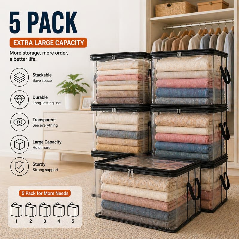 🎁 Sale 49% OFF📦Large Heavy-Duty Thick Plastic Clear Storage Bag for Clothes, Moving & Storage