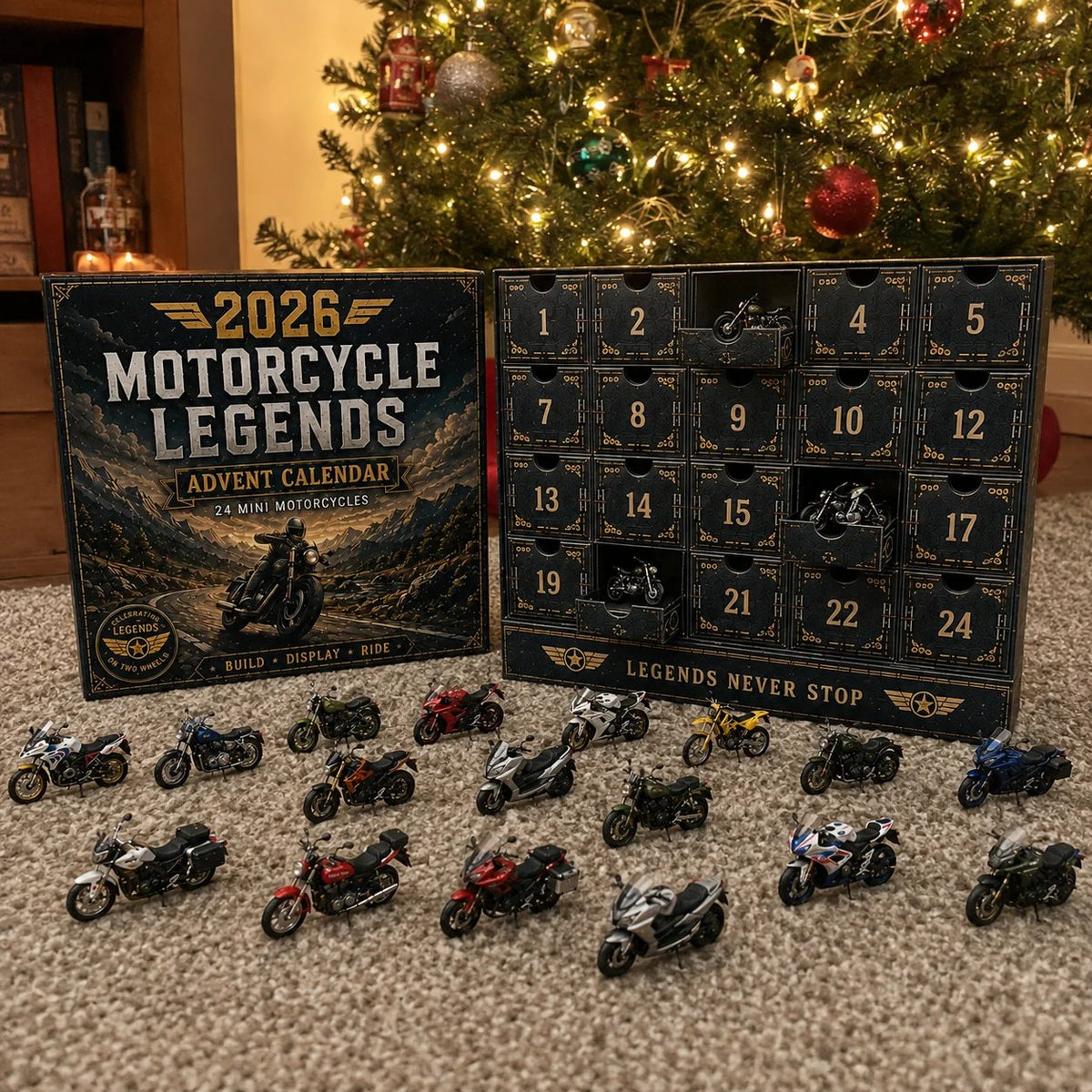 🔥50% Off Last Day🔥 - 2026 Motorcycle Legends Advent Calendar – 24 Days, 24 Mini Motorcycles, 24 Legendary Rides