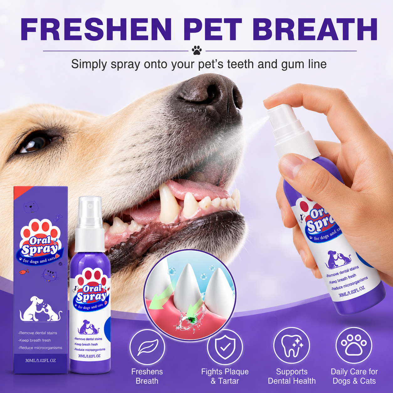 No-Brushing Pet Oral  Spray for Dogs & Cats🐾