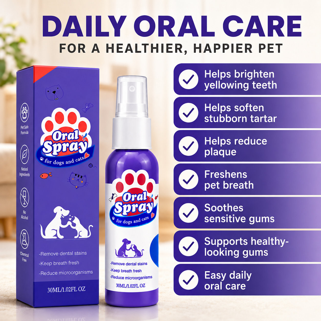 No-Brushing Pet Oral  Spray for Dogs & Cats🐾