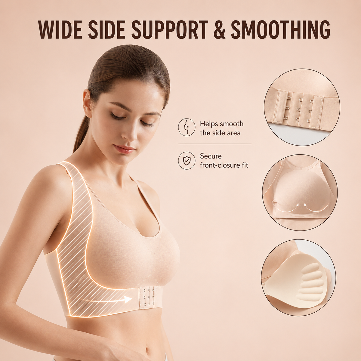LAST DAY PROMOTION - 50% OFF Front Closure Cross-Back Wireless Posture Bra