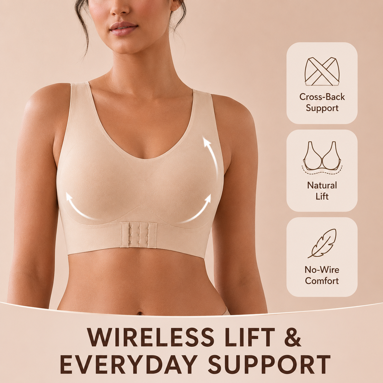 LAST DAY PROMOTION - 50% OFF Front Closure Cross-Back Wireless Posture Bra