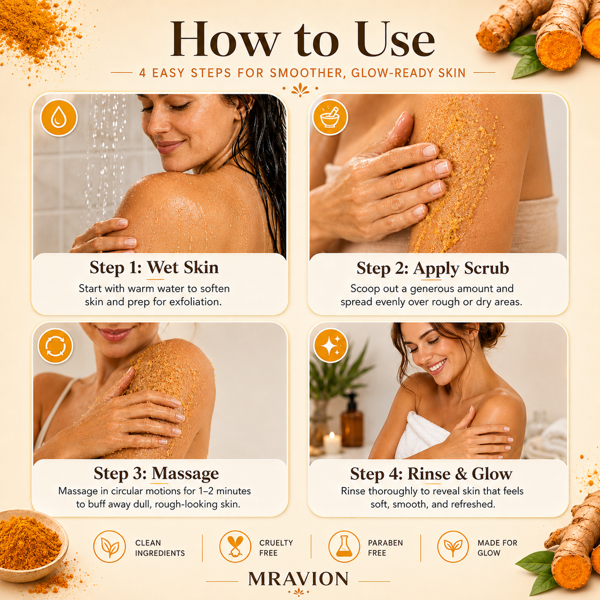 ✨ Turmeric Glow Scrub — Buff Away Dull, Rough Skin for a Softer, Smoother-Looking Glow 🧡