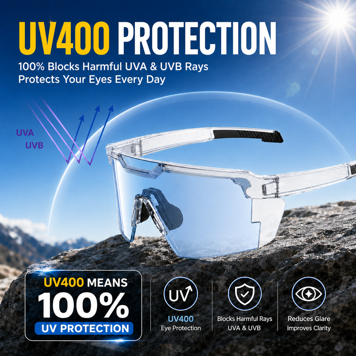 ☀️🕶️UV400 Photochromic Polarized Safety Glasses – 🥇Impact Resistant Outdoor Sports & Work Eyewear✨