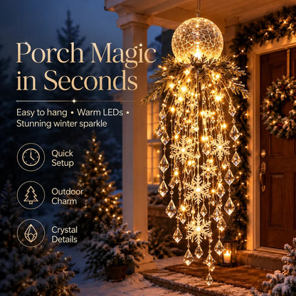 Crystal Cascade Christmas Light™ – Hanging Snowflake & Crystal LED Porch Décor ✨❄️