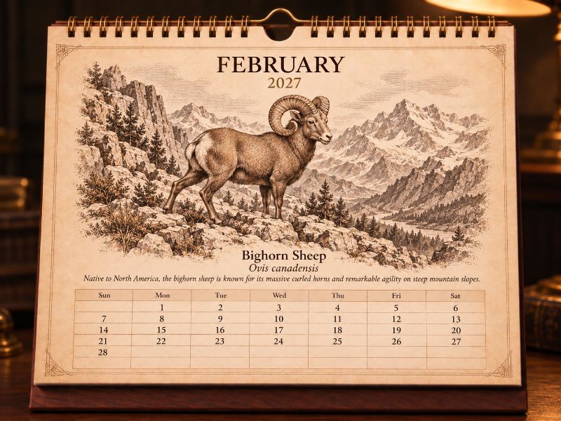 🐑Wild Sheep & Goats 2027 — Antique Natural History Desk Calendar📅