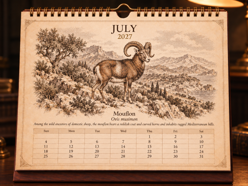 🐑Wild Sheep & Goats 2027 — Antique Natural History Desk Calendar📅