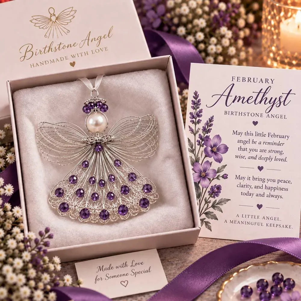 ⏳ Last Day 53% OFF – 👼Handmade Birthstone Angel Wire Ornament |12 Meaningful Birthstone Colors with Keepsake Card ✨