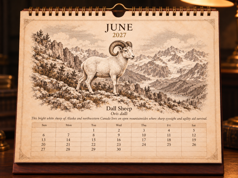 🐑Wild Sheep & Goats 2027 — Antique Natural History Desk Calendar📅