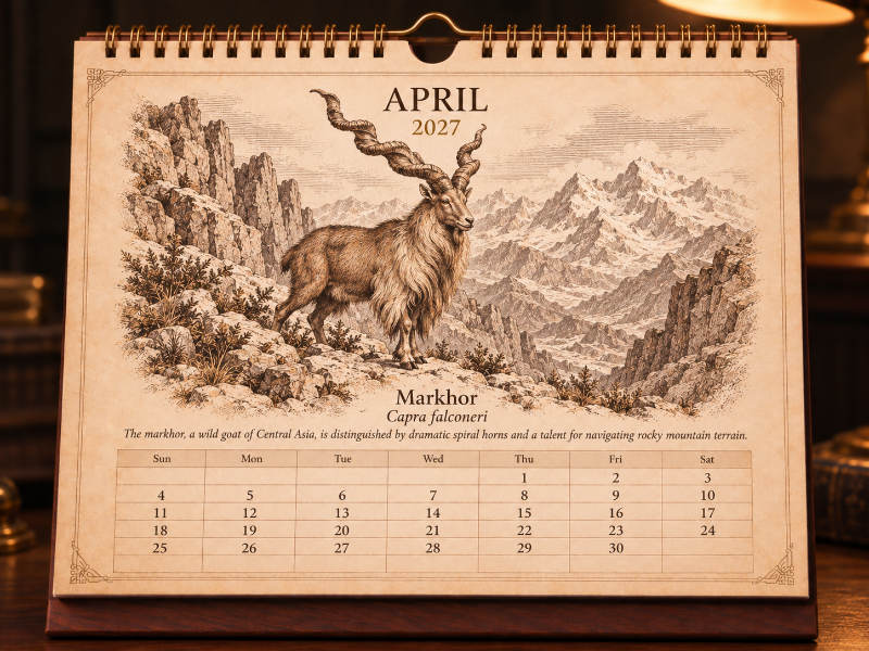 🐑Wild Sheep & Goats 2027 — Antique Natural History Desk Calendar📅