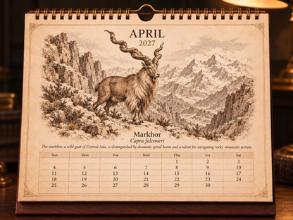 🐑Wild Sheep & Goats 2027 — Antique Natural History Desk Calendar📅