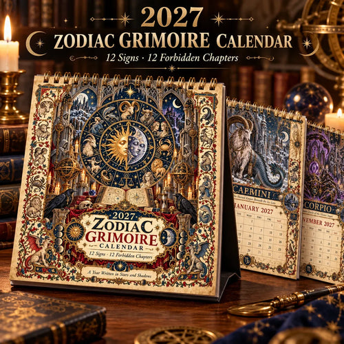 🔮 2027 Zodiac Grimoire Desk Calendar | 12 Medieval-Inspired Zodiac Artworks for Astrology & Gothic Art Lovers ✨