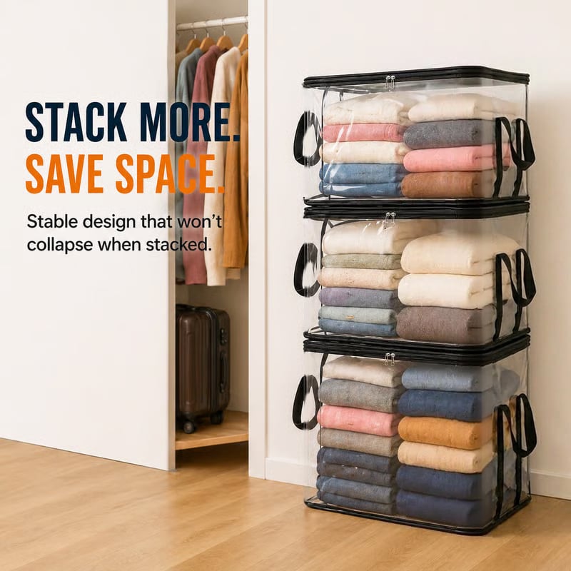🎁 Sale 49% OFF📦Large Heavy-Duty Thick Plastic Clear Storage Bag for Clothes, Moving & Storage