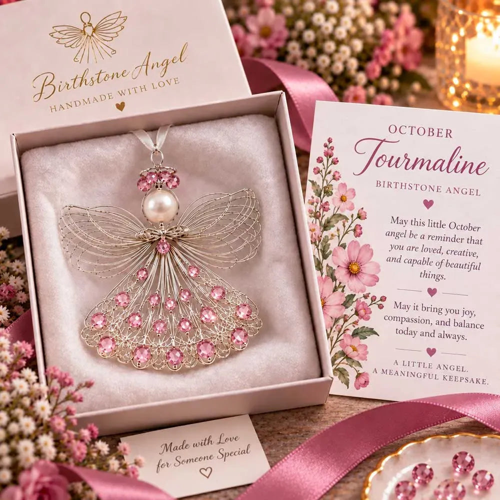 ⏳ Last Day 53% OFF – 👼Handmade Birthstone Angel Wire Ornament |12 Meaningful Birthstone Colors with Keepsake Card ✨