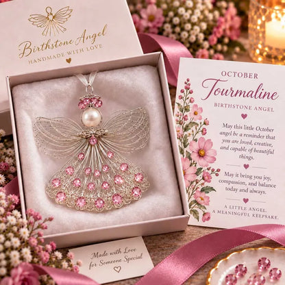 ⏳ Last Day 53% OFF – 👼Handmade Birthstone Angel Wire Ornament |12 Meaningful Birthstone Colors with Keepsake Card ✨