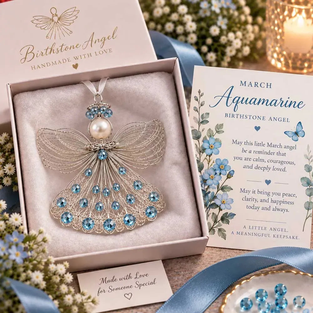 ⏳ Last Day 53% OFF – 👼Handmade Birthstone Angel Wire Ornament |12 Meaningful Birthstone Colors with Keepsake Card ✨