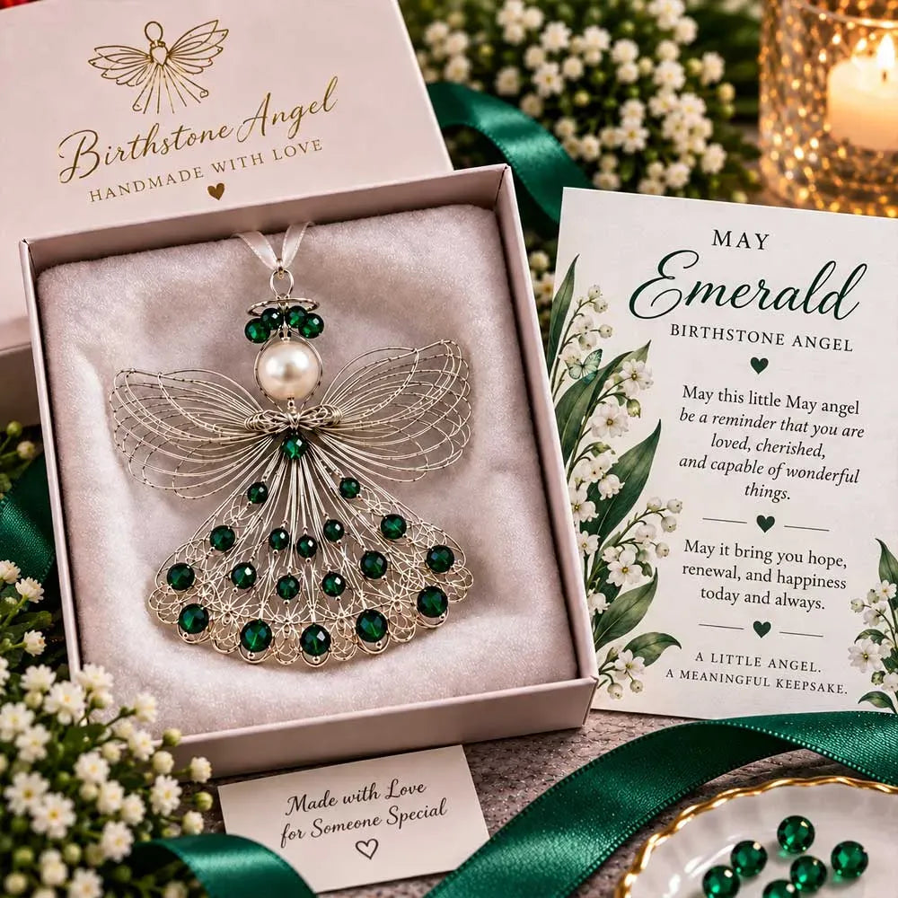 ⏳ Last Day 53% OFF – 👼Handmade Birthstone Angel Wire Ornament |12 Meaningful Birthstone Colors with Keepsake Card ✨